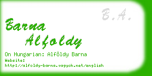 barna alfoldy business card